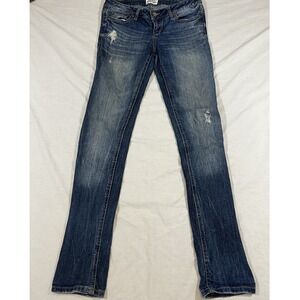 Aeropostale Womens Bayla Skinny Jeans Medium Wash Distressed Size 1 Reg 2 Skinny